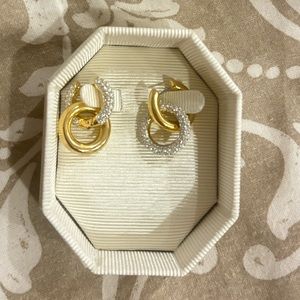 Swarovski gold interlocking hoop earring